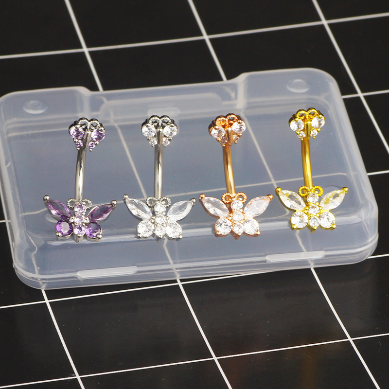 Women's Gender 1 Piece Belly Rings Simple Style Classic Style Solid Color 304 Stainless Steel Inlay Zircon Belly Rings