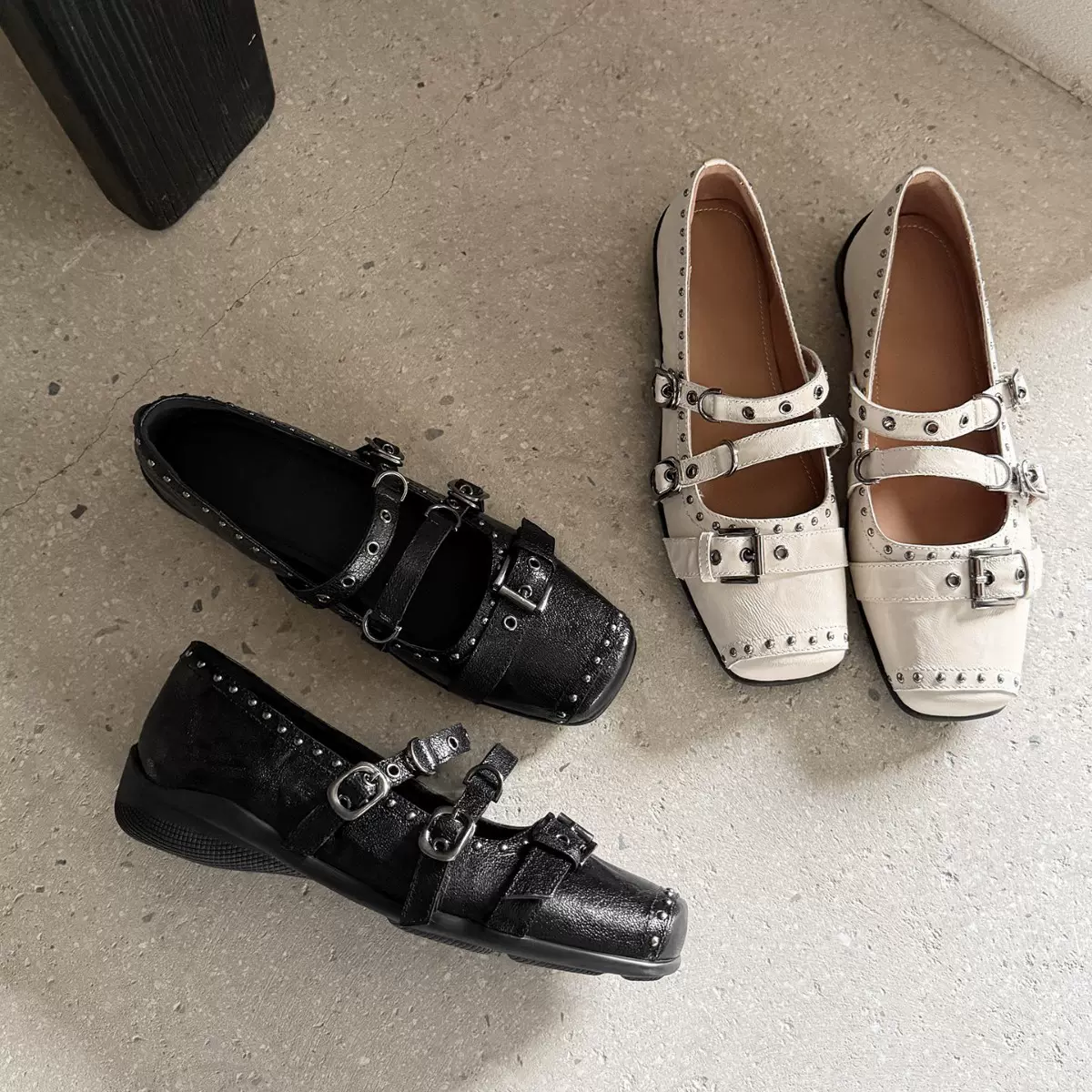 铆钉法式皮扣带玛丽珍鞋女2026春季新款运动风厚底外穿浅口女单鞋
