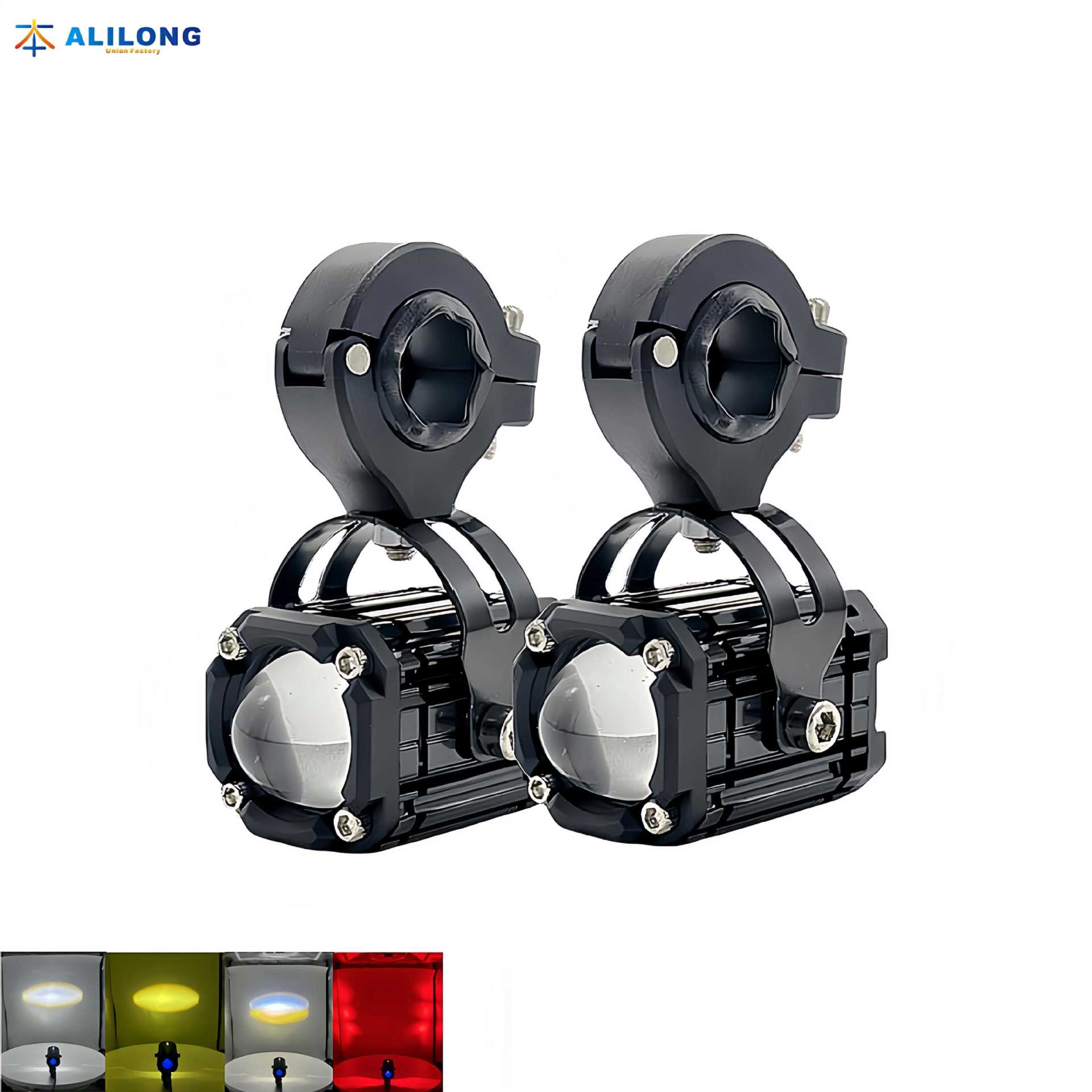 Cross-Border Motorcycle Spotlight Waterproof High-Brightness White and Yellow Light Motorcycle Headlight Square Steel Cannon Electric Vehicle High and Low Beam