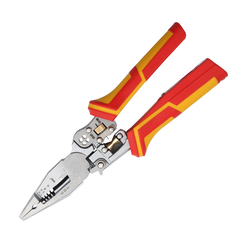 New thickened 9-in -1 multifunctional wire stripper with power measuring function, wire cutting, wire drawing, cable cutting, wire pressing, and electrical pliers