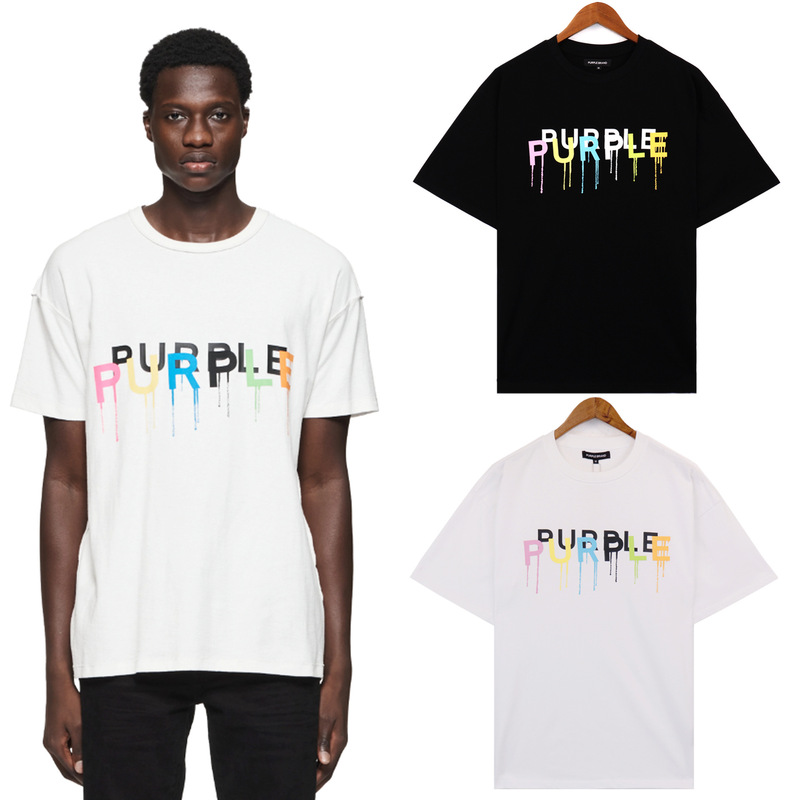 American Style Trendy Brand High Street Painted Dripping Alphabet Digital Printing Summer Simple Men's and Women's Loose Casual Short-sleeved T-shirt