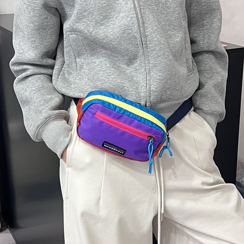 Bolsa de niños moda cool accesorios de baile callejero bolso de cintura de ocio al aire libre deportivo rápido secado color contraste mini mochila bolso pecho