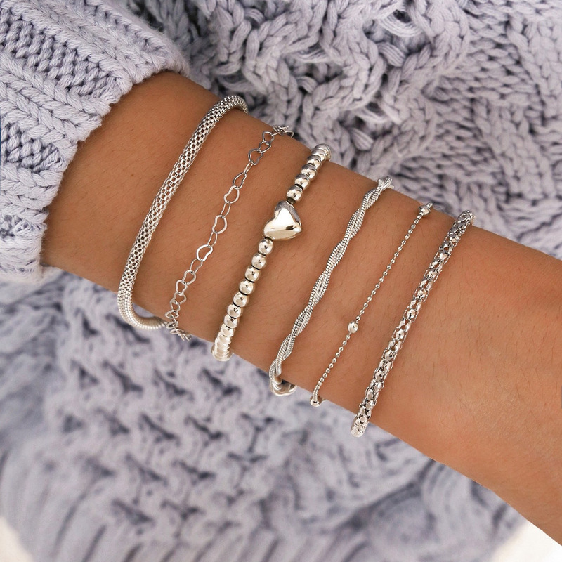 Cross-border Hot Snake Chain Bracelet European and American Personality Hip-hop Simple Thorn Love Chain Bracelet Six-piece Set Cross-border Hot Snake Chain Bracelet European and American Personality Hip-hop Simple Thorn Love Chain Bracelet Six-piece Set
