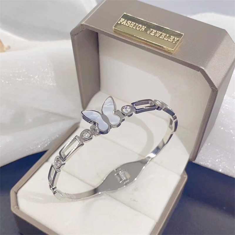 Bangle Classification 1 Piece Quantity Fashion Butterfly Titanium Steel Plating Zircon Bangle