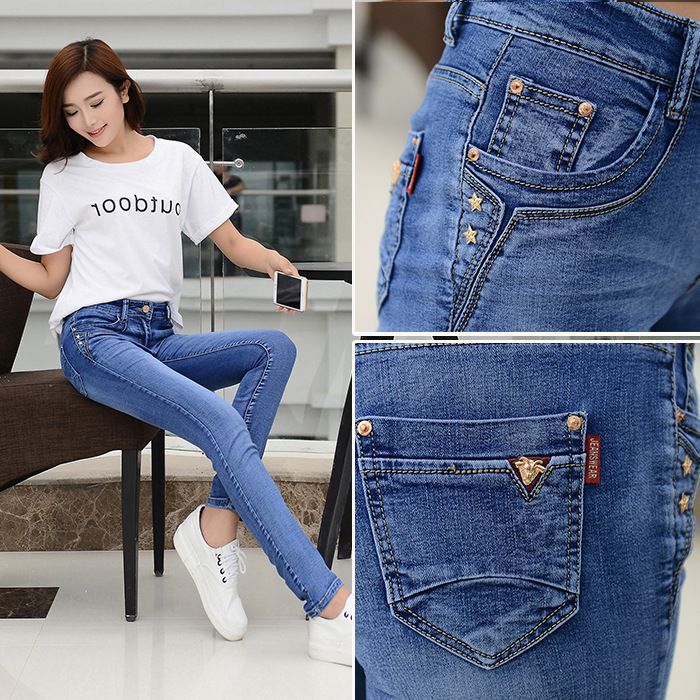 Mid-Waist Women's Pencil Pants, Stretchy Skinny Jeans, Slim Fit, Versatile, Stylish Women's Pants That Make Legs Look Longer