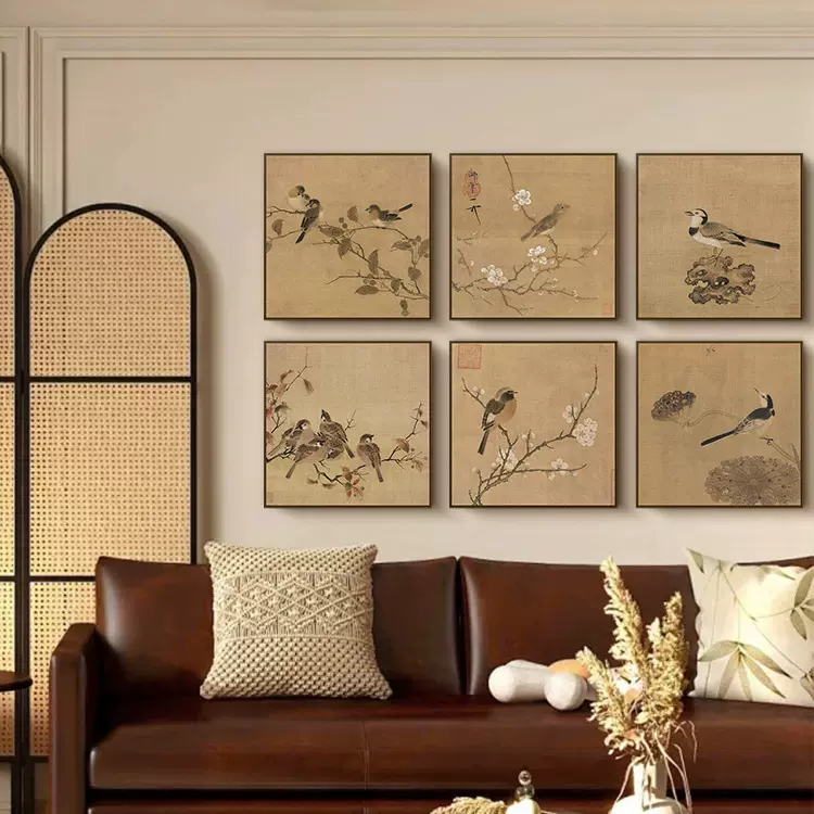 宋代美学花鸟装饰画复古禅意国风挂画新中式茶室办公室书房壁画