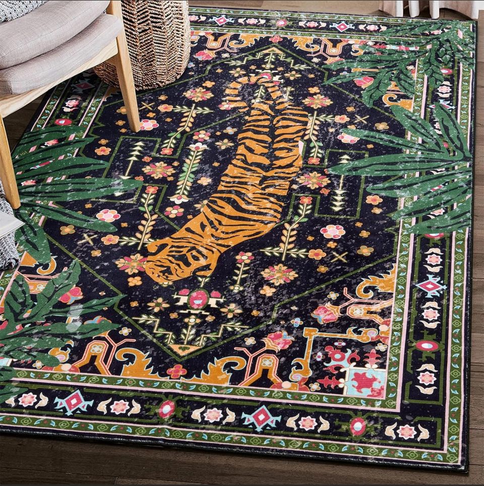 Vintage Tiger Muster Teppich Aus Kristallvelours Für Badezimmer_voghion.com