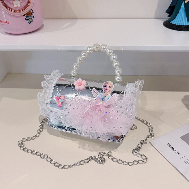 Bolsos infantiles, bolsos de moda princesa de perlas, bolsos de cambio de chicas lindas, bolsos de hombro de chicas