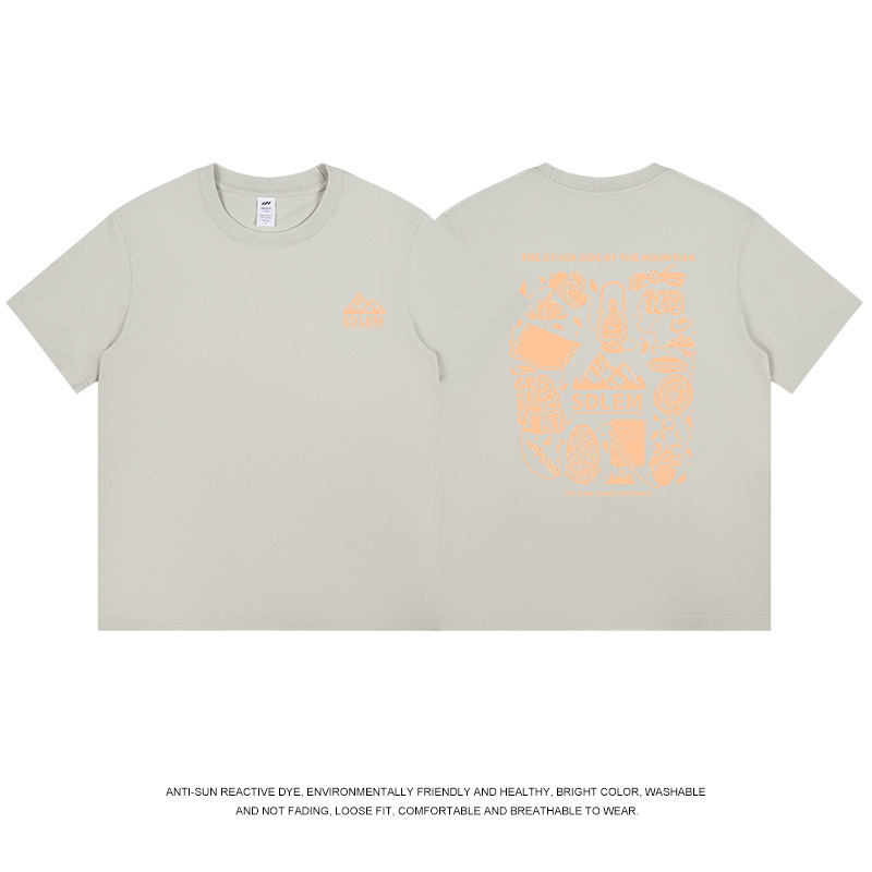 メンズ夏服230g楽しいプリントTシャツメンズトレンドラウンドネックゆったり半袖カジュアル万能インナーシャツレディースins|undefined