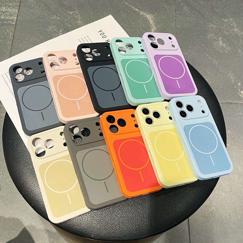 Contrasting Color Liquid Silicone Case Suitable for iPhone 17 Pro Max Phone Case Apple 16 Magnetic Protective Case Candy Color Contrasting Color Liquid Silicone Case Suitable for iPhone 17 Pro Max Phone Case Apple 16 Magnetic Protective Case Candy Color