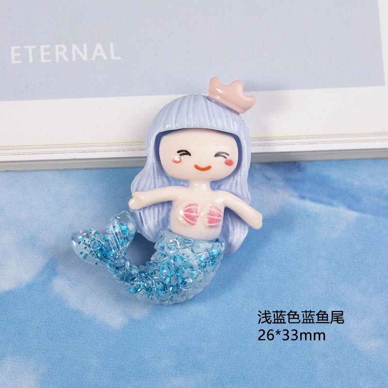 Nueva resina brillo sirena accesorios DIY crema pegamento caja del teléfono refrigerador de papelería material de parche de dibujos animados