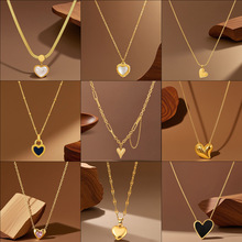 跨境新款时尚轻奢高级感爱心吊坠项链女气质配饰品心形钛钢锁骨链