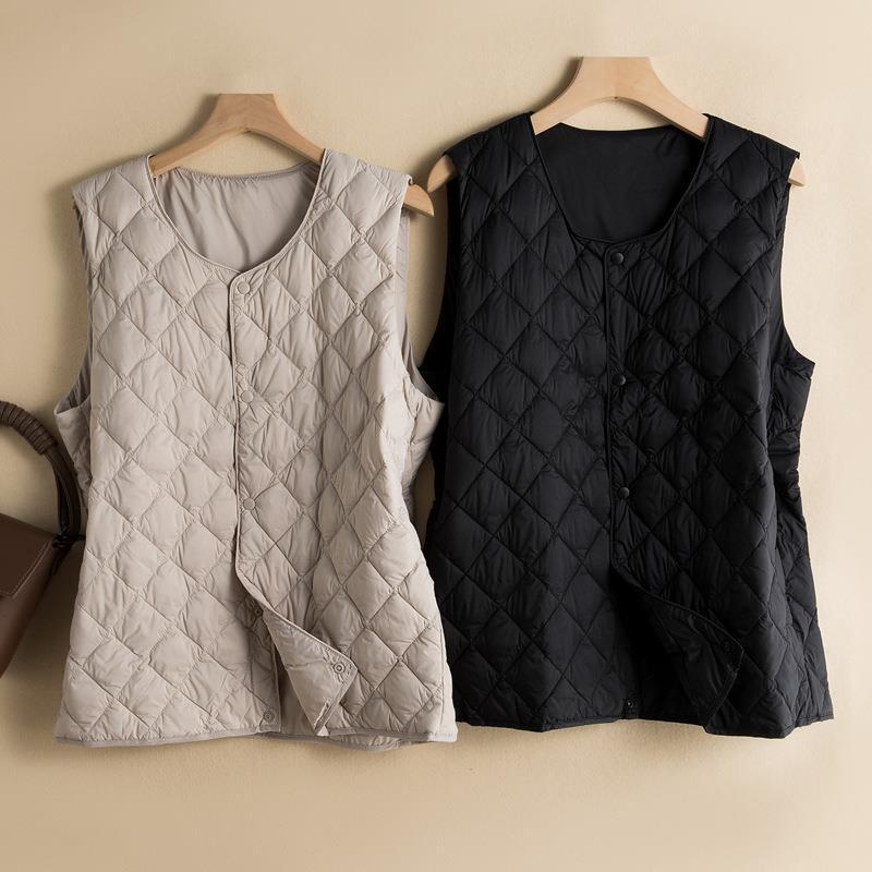Otoño e Invierno moda rombo abajo Chaleco de algodón de las mujeres versátil ligero Chaleco Corto chaleco cálido abrigo moda image 1