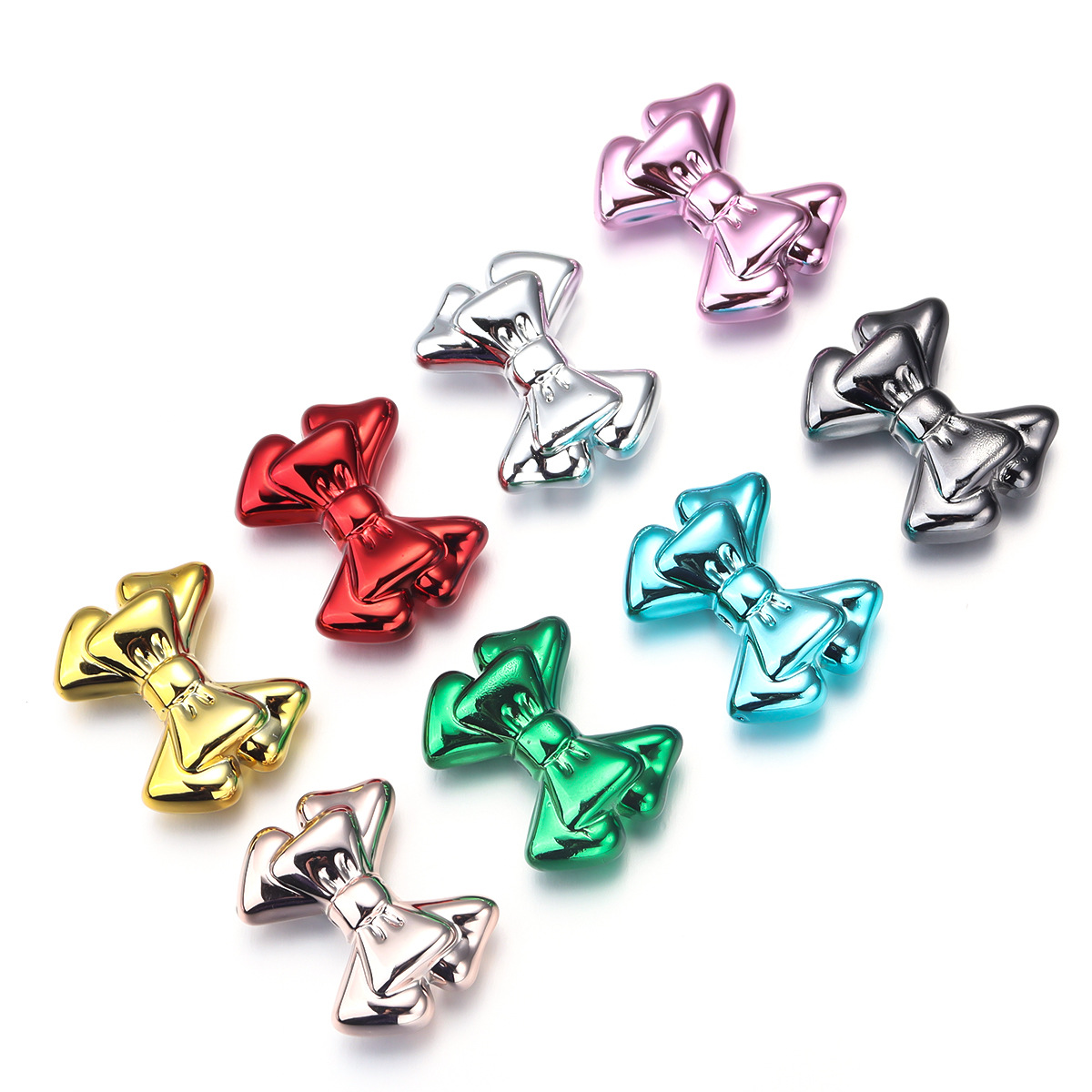 35g Weight Beads Jewelry Making Type DIY Jewelry Accessories Classification 10 PCS/Package Quantity Acrylic Material Bow Knot Pattern Plating Design Sweet, Simple Style Style 10 PCS/Package Arylic Bow Knot DIY Jewelry Accessories Beads 3