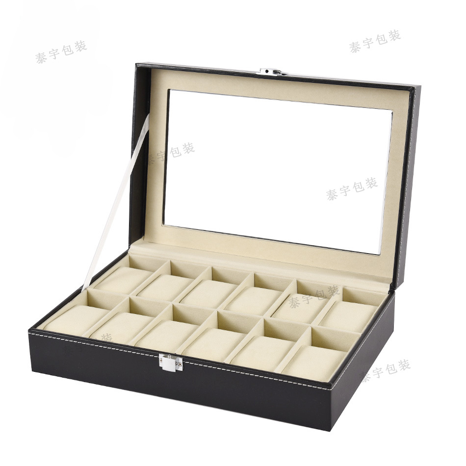 Spot Goods Pu10-Bit Double-Layer Jewelry Box Watch Display Box 6 Grid 12 Grid 20-Bit 24 Watch Box Hand