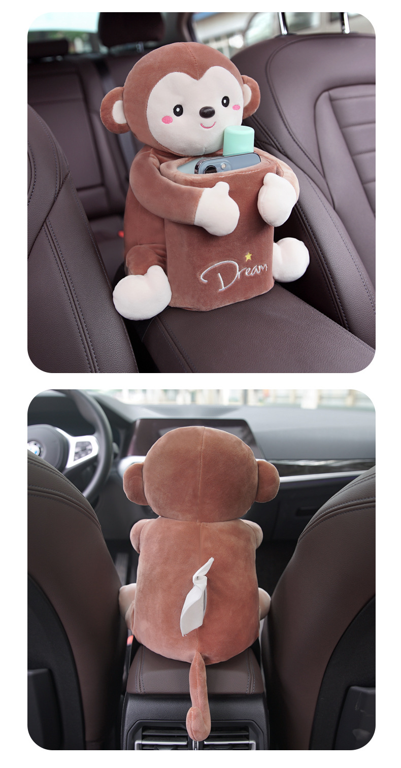 Car-mounted tissue box trash can two-in-one net red creative cute car tissue box interior decoration