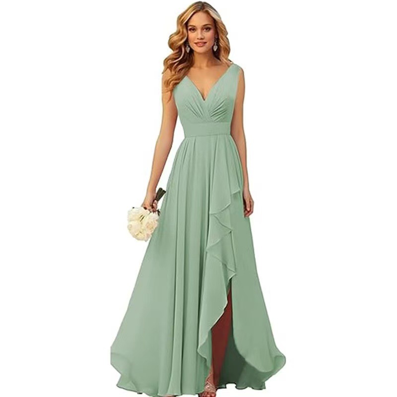 Amazon Evening Dress 2025 Cross-Border New European and American Women's Clothing Sexy Slim Suspender Dress Deep V