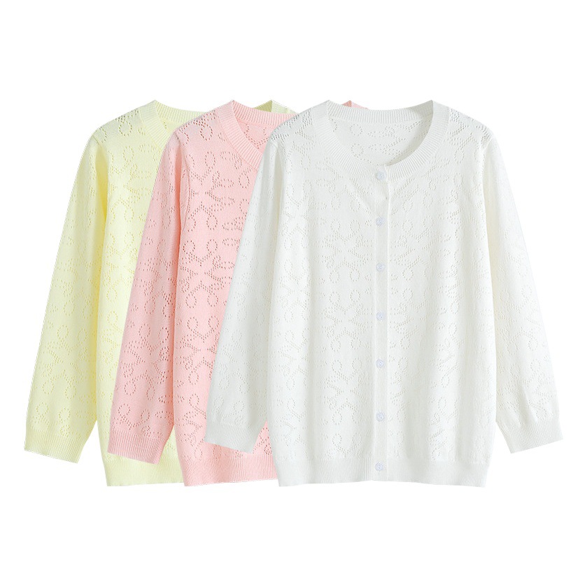 2024 new boys and girls cardigan spring and autumn hollow sweater baby infant children Spring and Autumn thin sweater