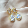 Fashionable accessory, advanced zirconium, earrings, wedding dress, shiny jewelry, bright catchy style, high-quality style