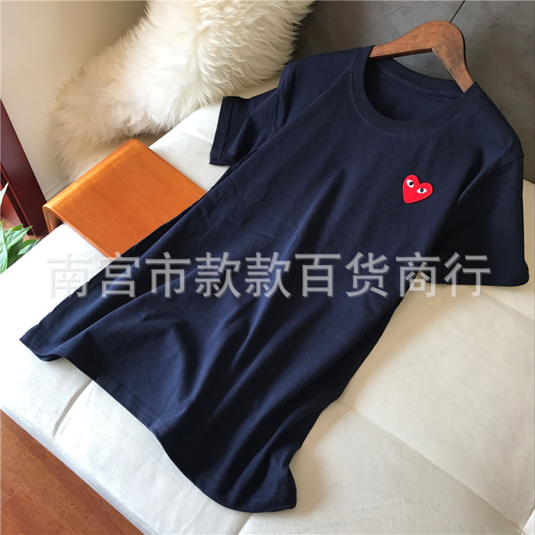 右肩半袖Tシャツ 男女兼用 丸首 夏 刺繍 ラブ トレンド ブランド 純綿 五分袖