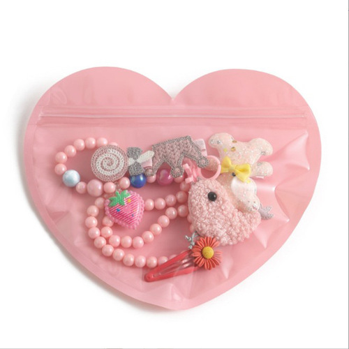 Heart-shaped jewelry ziplock bag jewelry gift bag love seal bag Valentine's Day candy food packaging bag
