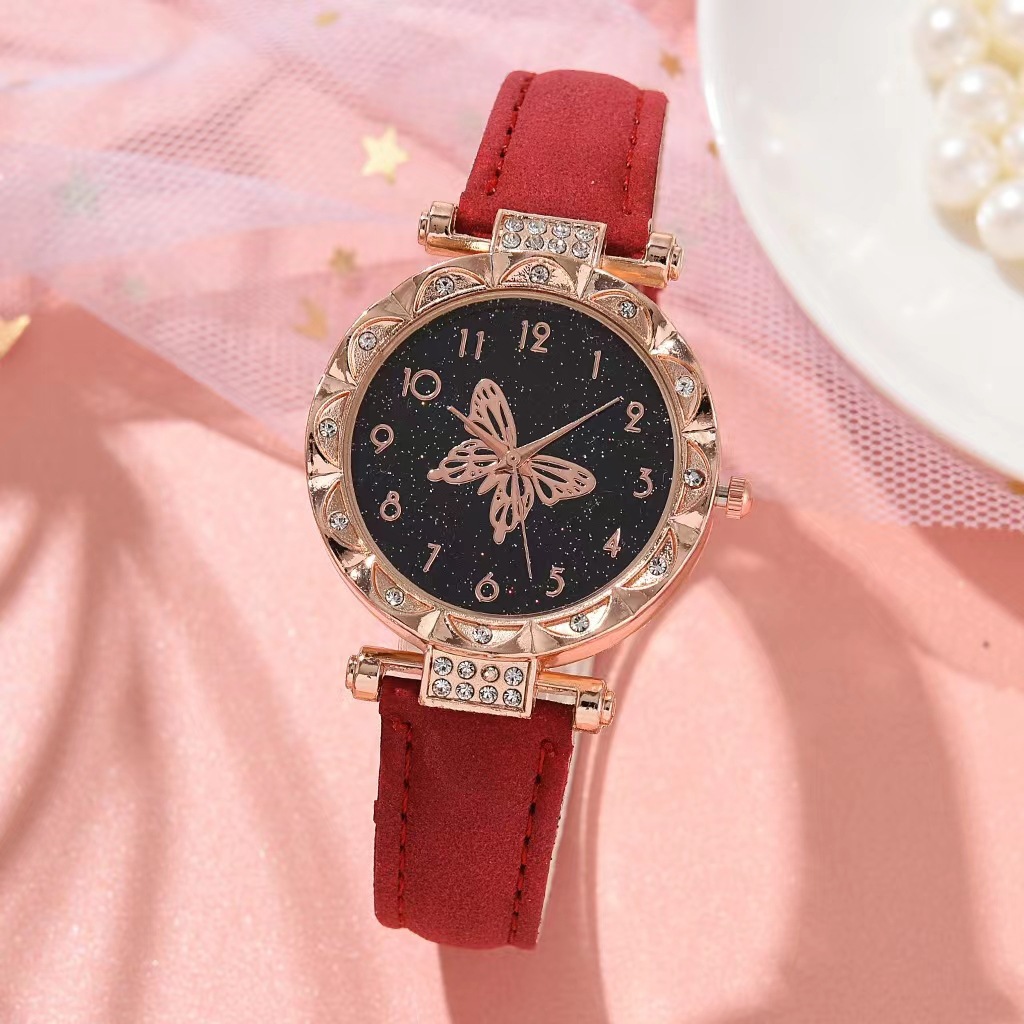 Ladies Quartz Watch Classic Butterfly Pattern Digital Face Women_voghion.com