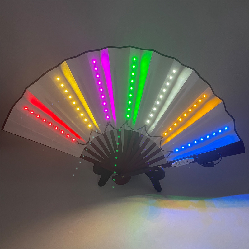 8-pulgadas luminoso ventilador luminoso colorido LED luminoso plegable ventilador bar discoteca fiesta escenario atmósfera props