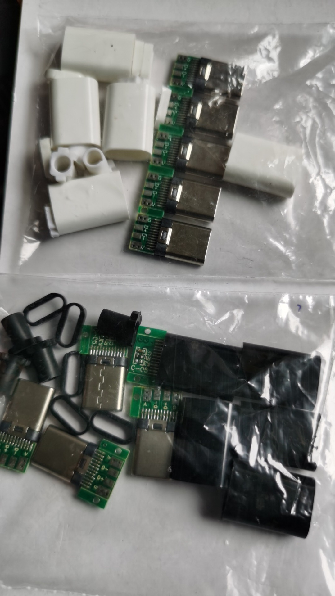 USB 3.1 C-Type Connector with PCB Board, Soldered USB 3.1C Plug, Black Housing