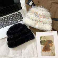 新款秋冬加绒手工毛线针织帽渔夫帽清新甜美彩色糖果保暖帽子定制