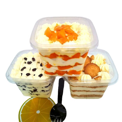 Square wood bran cake box, fruit bagging box, baked soy milk box, baked mousse transparent cup with lid