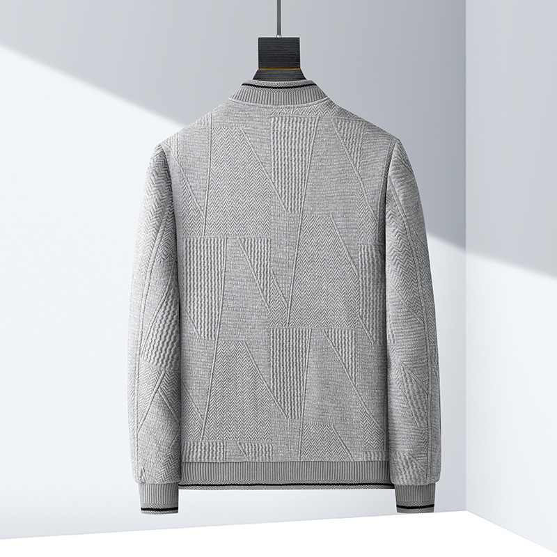 Spring and Autumn New Young Men's Jacket Casual Baseball Collar Golf Clothing High-end Knitted Fabric Cardigan Spring and Autumn New Young Men's Jacket Casual Baseball Collar Golf Clothing High-end Knitted Fabric Cardigan