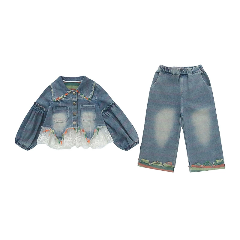 Denim children's set, jacket, jeans, western style