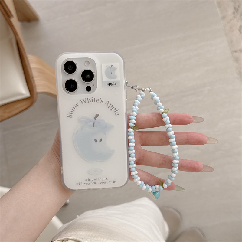 Simple, pequeño, fresco, azul, Apple, para iPhone16, funda para teléfono móvil 15ProMax cadena 14/13 nuevo 16Pro