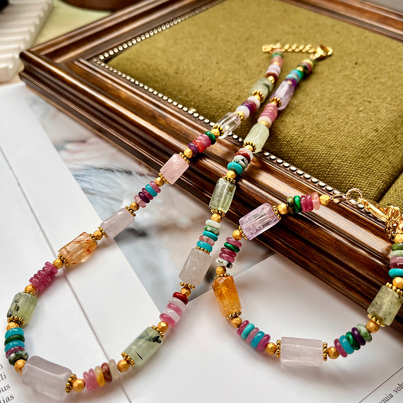 Beaded Design Simple Style Round Imitation Pearl Natural Stone Beaded Women's Bracelets Necklace