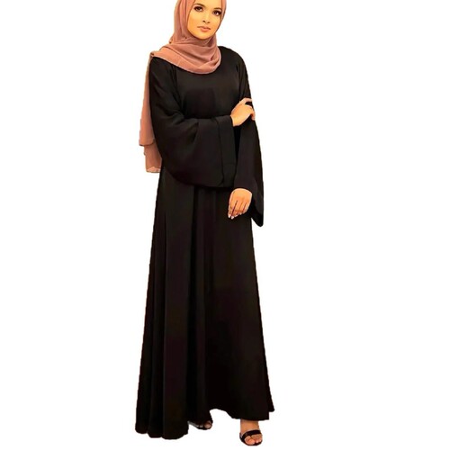 Loriya Basic Model Middle Eastern Turkish Solid Color Plus-Size Long Robe Dress