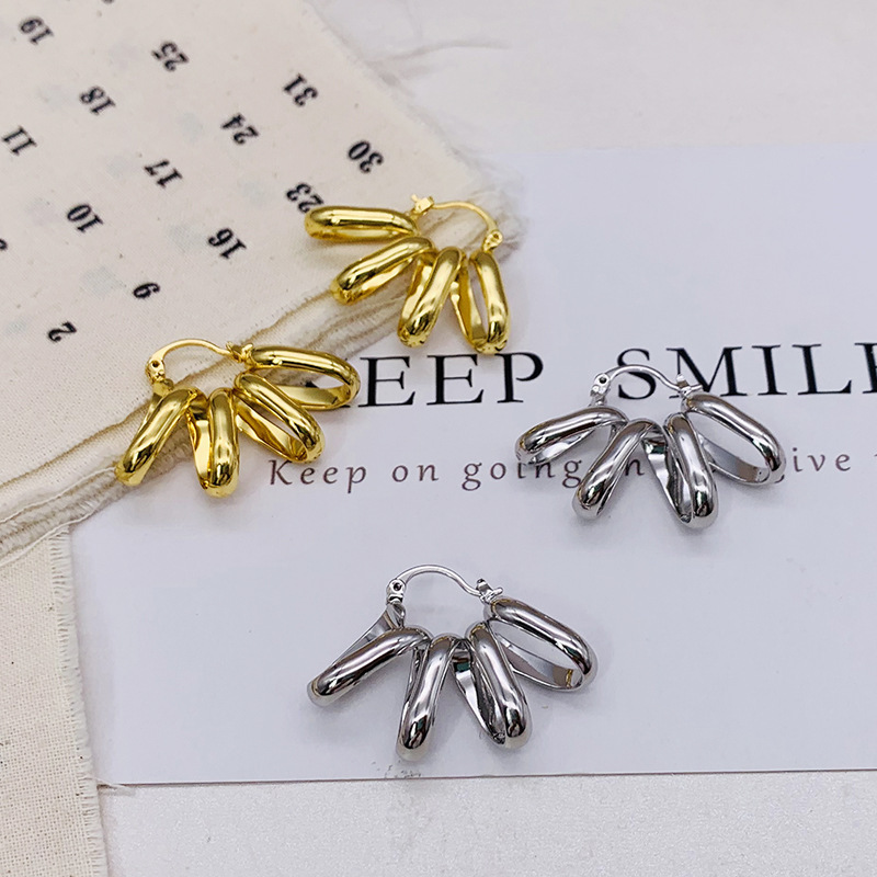 Fashion Simple Plated Gold Geometric Ear Drop Metal Earring display picture 2