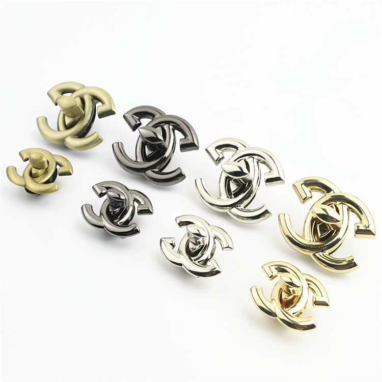 Bag accessory, golden lock, metal switch key with clasp