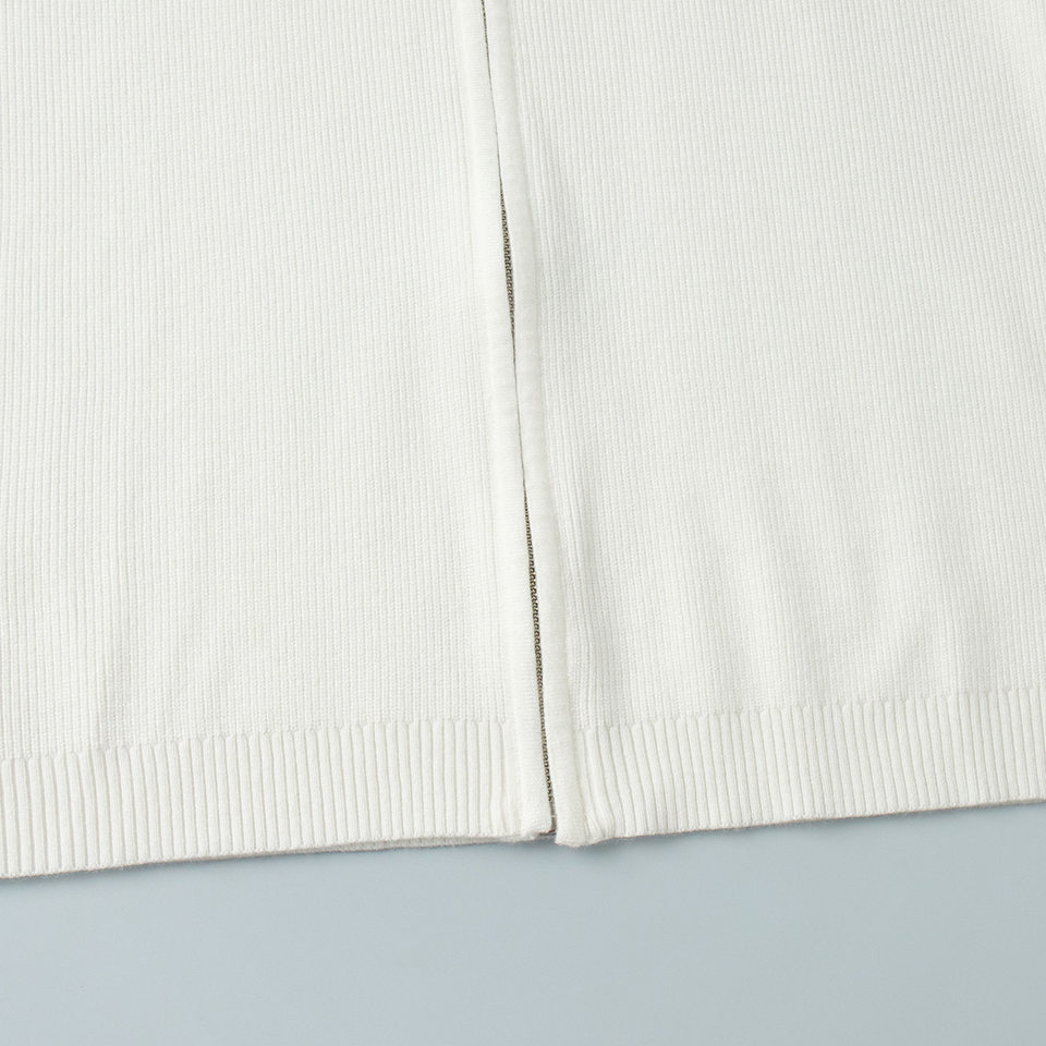 Bộ áo cardigan dệt kim khóa kéo phối quần dài ống rộng nữ — màu bột yến mạch, màu nâu, màu xám, trắng chi tiết 23