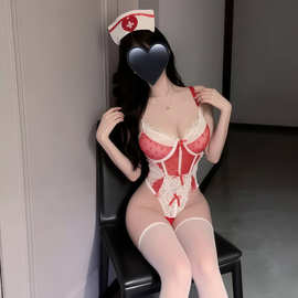 美诱佳情趣内衣纯欲风辣妹蕾丝套装蝴蝶结护士透视连体衣性感制服