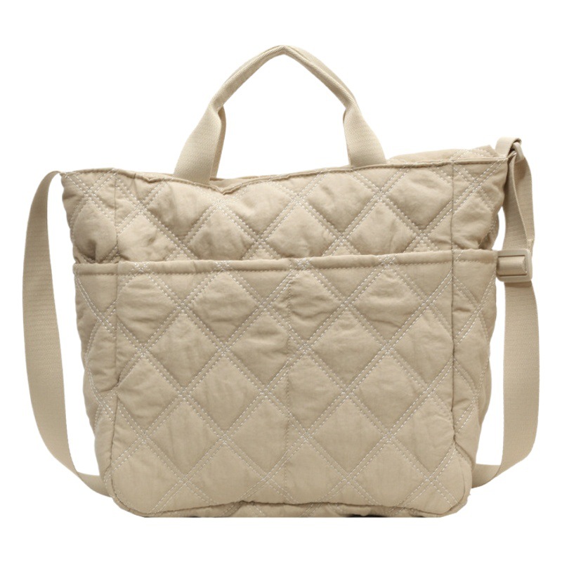 Bolso de mano rómbica bordado hilo de hombro bolsa de tela de nylon de gran capacidad bolsa de mensajero de clase de estudiante femenina bolso de viajero