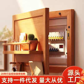 电表箱装饰画配电箱壁挂挂衣架墙上置物架实木多功能门后挂衣钩子