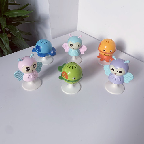 Baby dining chair stroller suction cup rattle 0-1 year old baby marine animal hand rattle three-piece set of soothing toys