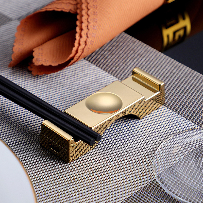 日式筷子架托创意筷子托锌合金餐具餐饮店筷座摆件叉勺托两用筷枕
