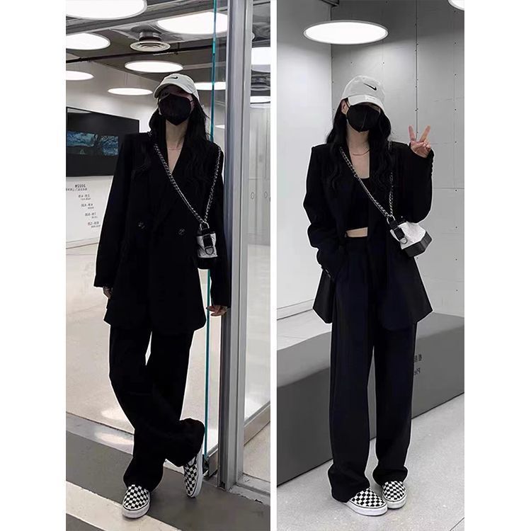 时尚休闲高级西装外套女2025秋冬新款韩版宽松显瘦两件套西服套装|undefined
