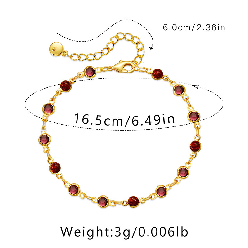 10g Weight 18K Gold Plated Plating Material Retro Round Copper Inlay Glass Bracelets