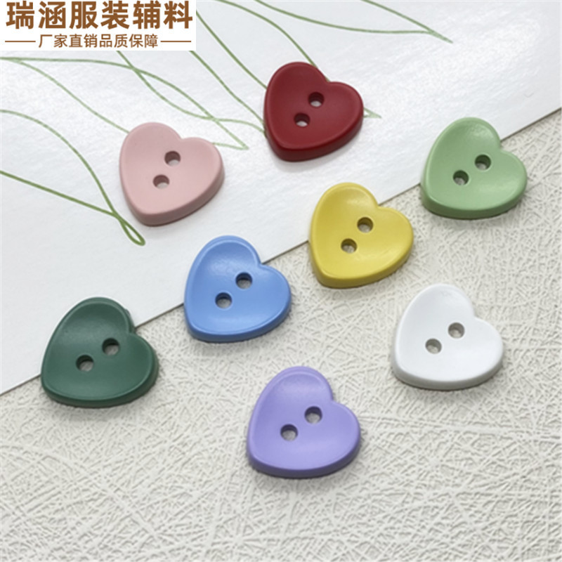 Plastic Two Eyes Spray Paint Love Button Color Heart Shirt Button Candy Color Children's Sweater Decorative Button