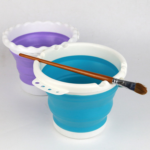 Silicone folding bucket for art painting multifunctional outdoor retractable small bucket paint brush bucket wholesale