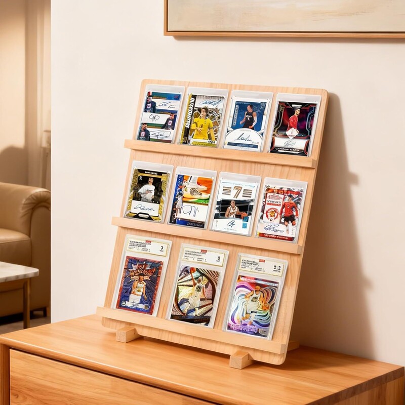 Card storage rack for children, planet card commemorative storage rack, wooden multi-layer trading card display rack Card storage rack for children, planet card commemorative storage rack, wooden multi-layer trading card display rack