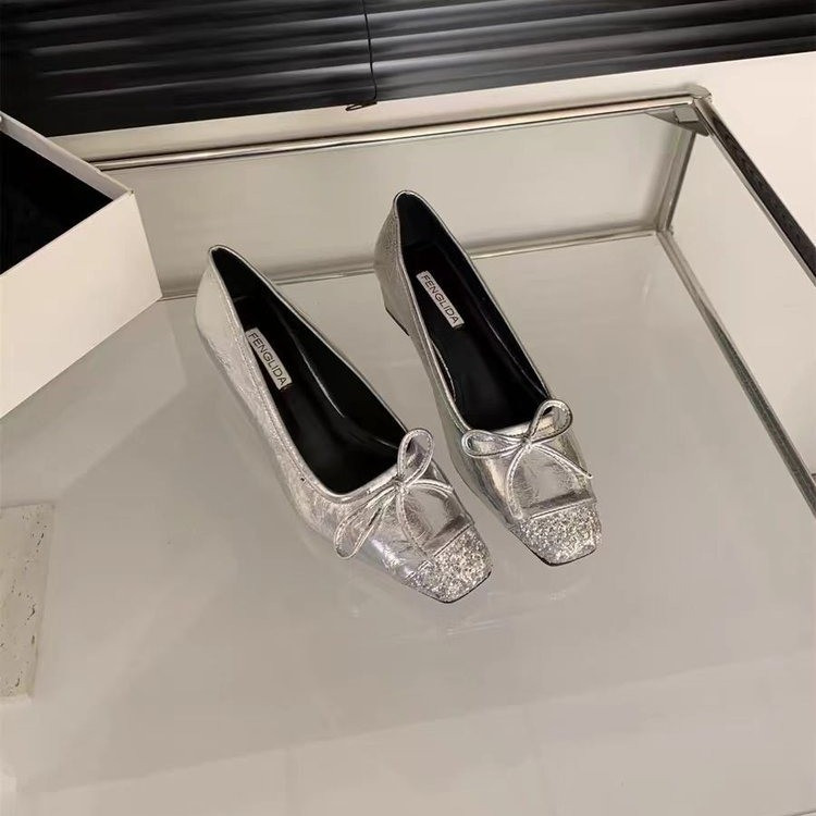 High-End Square-Toe Shallow Mouth Single Shoes For Women, Spring And Autumn New Korean Style French Elegant Evening_vogvips.com