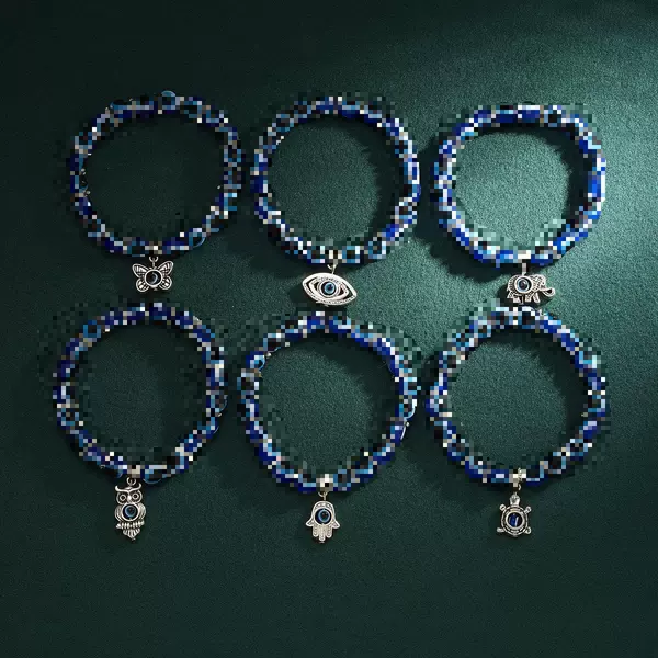 Cross-Border Hot-Selling Fashion Butterfly Bracelet with Turtle Blue Eyes Beaded Animal Pendant Elastic Bracelet Wholesale
